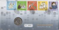 (2003) Монета Великобритания 2003 год 2 фунта "Спираль ДНК"  Биметалл  Буклет с маркой